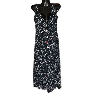 Tatyana Bettie Paige Polka Dot Wide Leg Jumpsuit‎ Black ,White & Red Sz XS